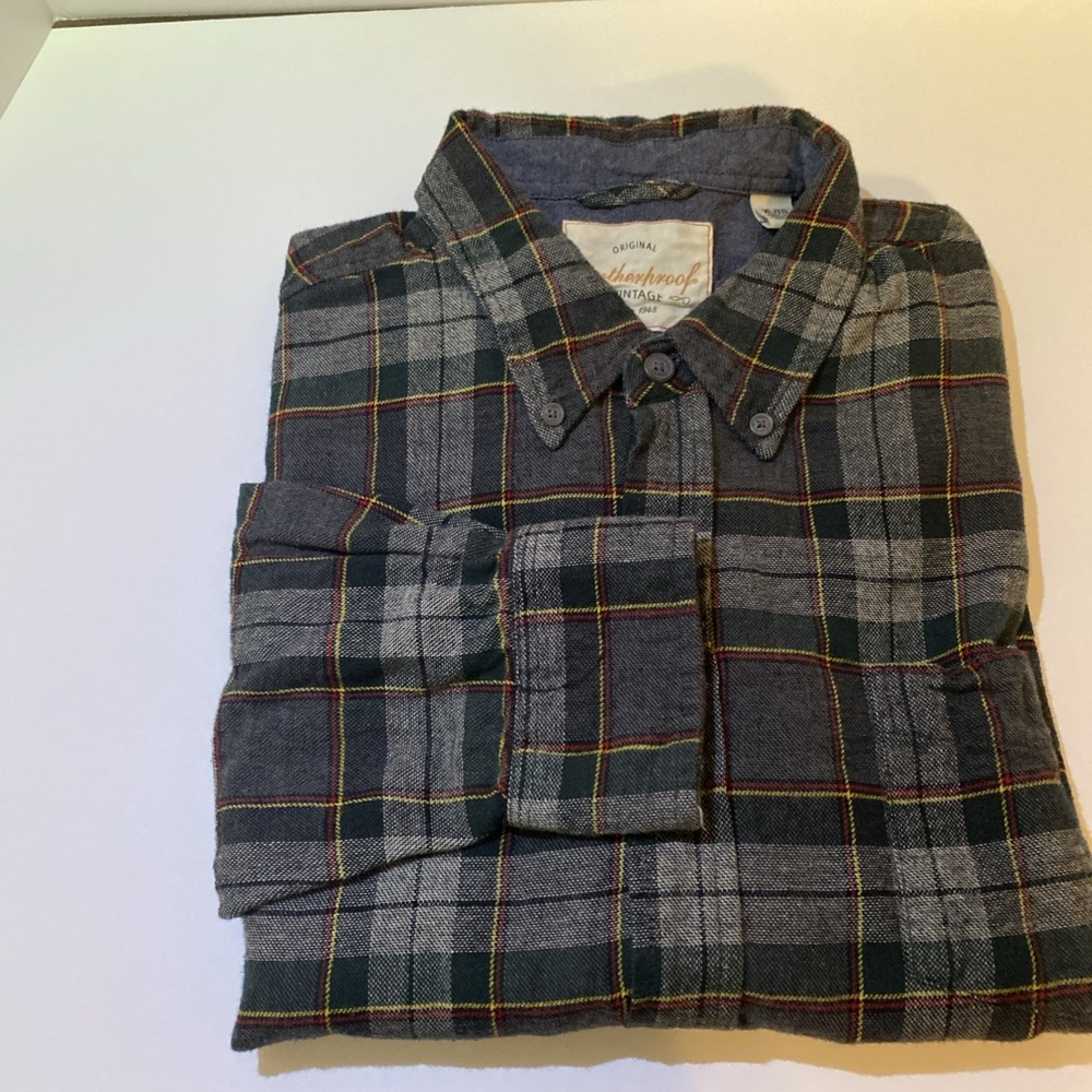 Weatherproof Vintage‎ Flannel L/s Men's Button XL Plaid D1
